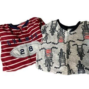 2 Pairs Of Carters Size 7 Years Footed Flannel Sleepers, EUC